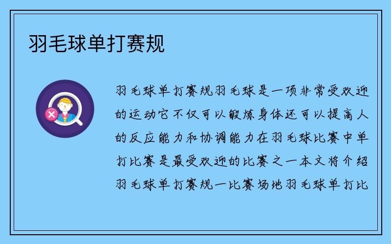 羽毛球单打赛规