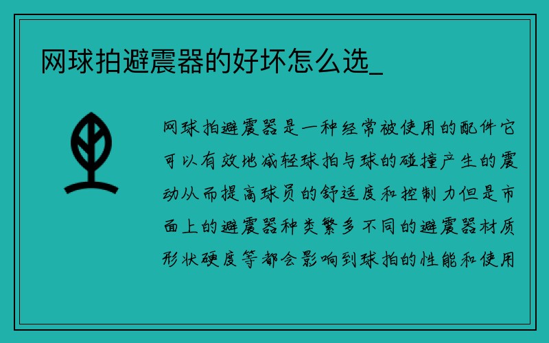 网球拍避震器的好坏怎么选_