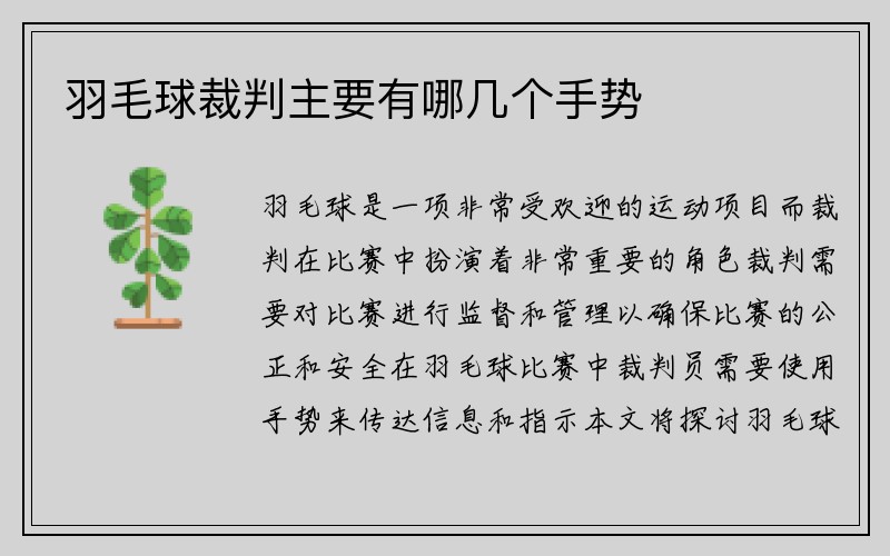 羽毛球裁判主要有哪几个手势